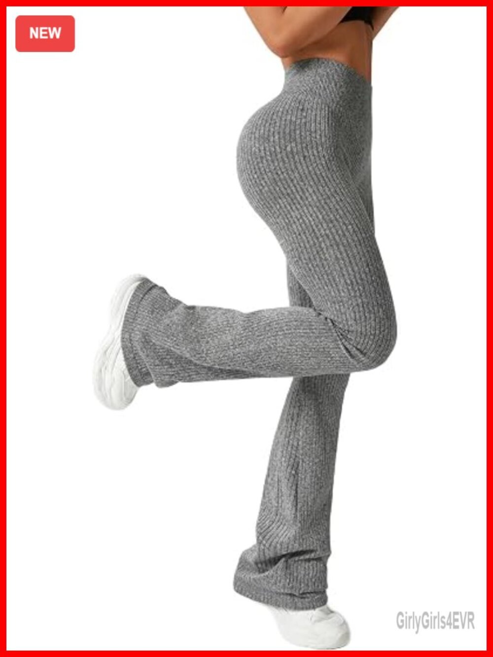 High Waist Ribbed Flare Yoga Pants Butt Lifting Seamless Leggings